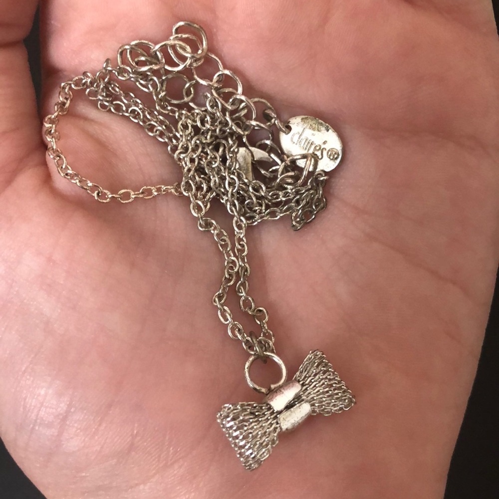 Silver Bow Tie Necklace